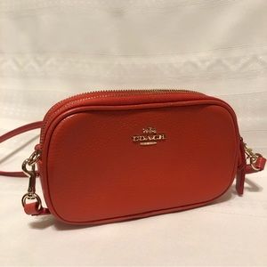Coach Orange-Red Cross Body Leather Purse